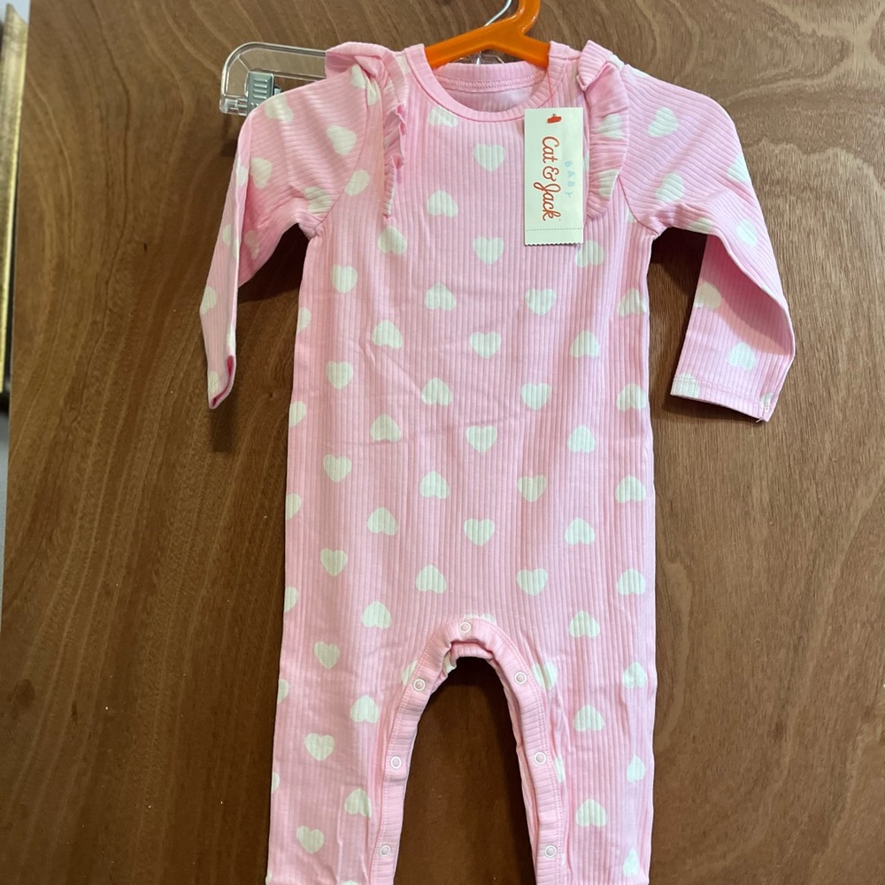 Girl’s size 12 months Pink Heart long sleeve outfit by Cat & Jack